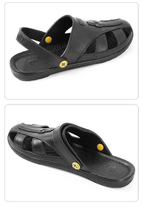 Anti Static PVC Slippers For Electronic Workshop With Six Hole Cross Design And Soft SPU