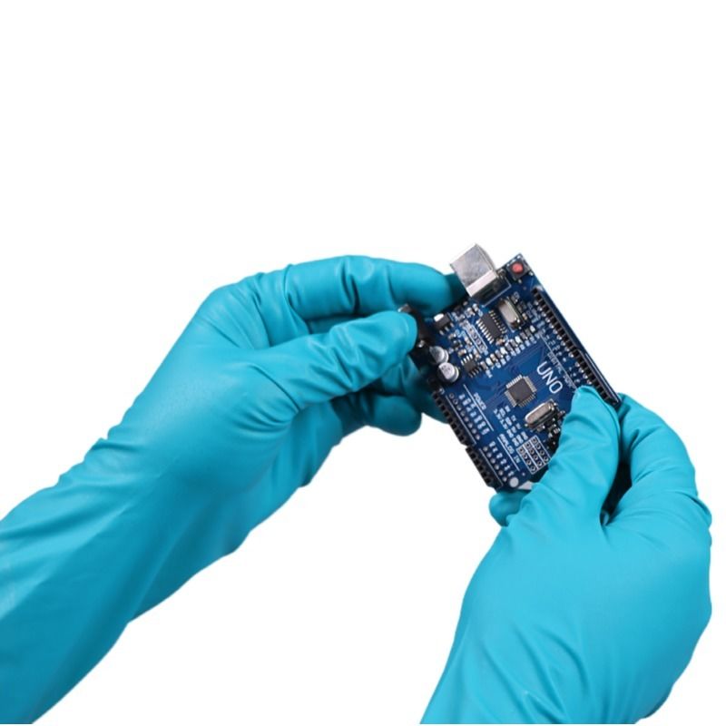 12-Inch Green Nitrile Gloves 4 Mil Powder-Free Latex-Free For Electronics Assembly